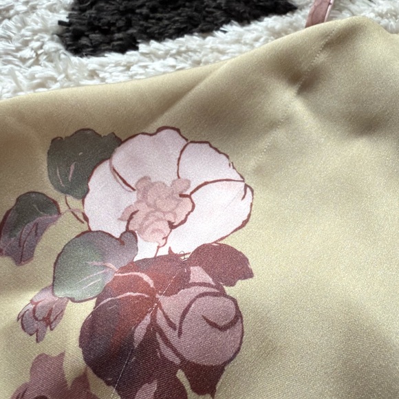 Aritzia champagne floral satin midi slip dress with cowl neck - Picture 7 of 7